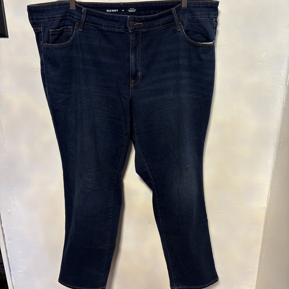 Old Navy Women's Jeans Power Slim Straight Size 22 Plus Blue Dark Wash
